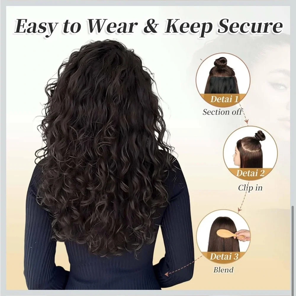 Vizfrucean 16 inch 4 piece clip in hair extensions dark brown